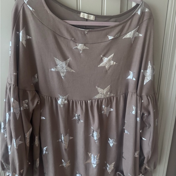 ODDY Silver Star Patterned Taupe top - 2XL - Picture 4 of 4